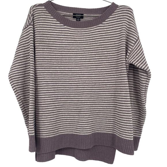 Jones New York Scoop Neck Purple and White Striped Sweater - Picture 1 of 4